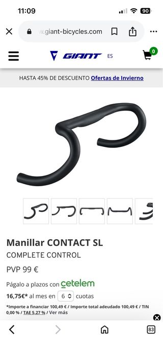 Manillar y potencia Giant negro