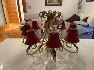 Lámpara de techo con 8 tulipas rojas