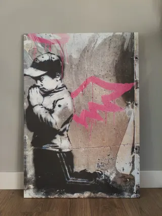 Cuadro Banksy Niño Rezando Alas Rosas