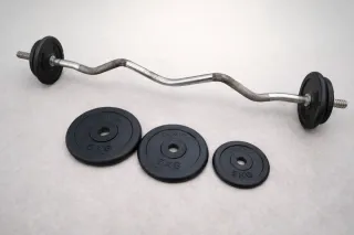 Barra Z EZ Curl + discos Domyos