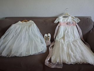 Vestido Comunión Amaya Blanco y Rosa