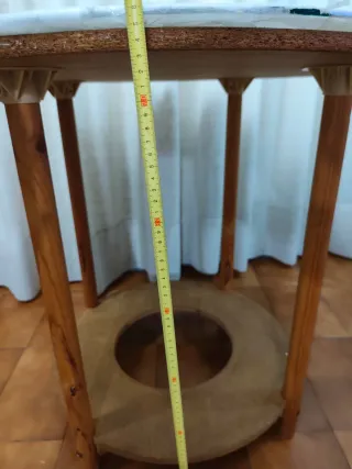 Mesa camilla redonda madera y sobre de cristal