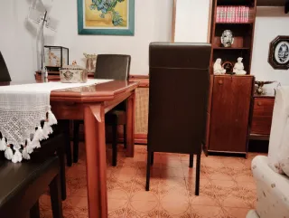 Juego de 6  Sillas Comedor Piel y Madera