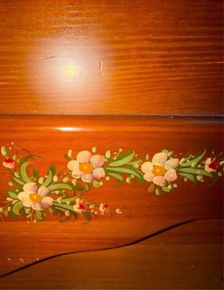 CAMA MADERA DE PINO + SOMIER (DIBUJOS ARTESANOS)