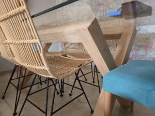 Mesa comedor cristal y 6 sillas Banak