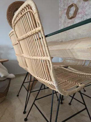 Mesa comedor cristal y 6 sillas Banak