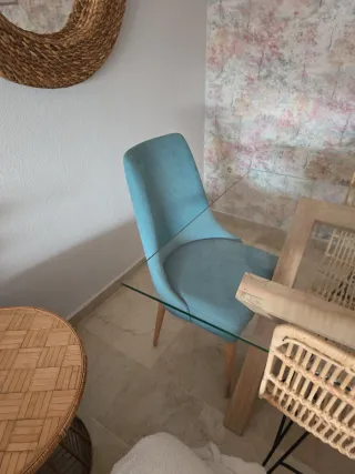 Mesa comedor cristal y 6 sillas Banak