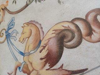 Quadro Affresco originale con anfora e cavalli