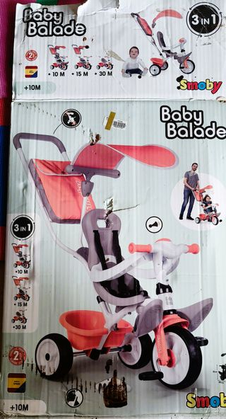Triciclo Smoby Baby Balade Rojo. 10 meses hasta 3a