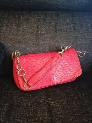 Bolso Salvatore Ferragamo Piel Serpiente Rojo