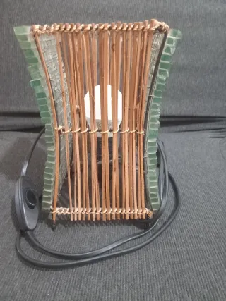 Lampada asiatica vintage bambù e vetro