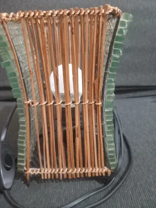 Lampada asiatica vintage bambù e vetro