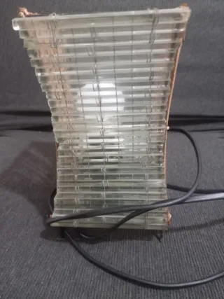 Lampada asiatica vintage bambù e vetro