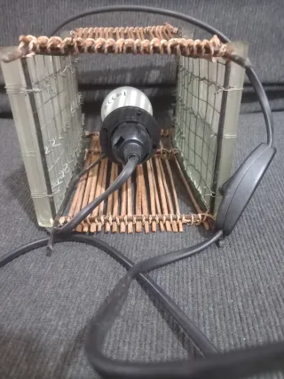 Lampada asiatica vintage bambù e vetro