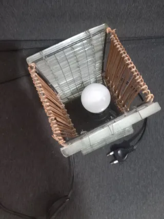 Lampada asiatica vintage bambù e vetro