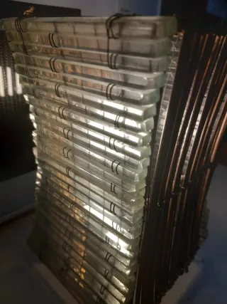 Lampada asiatica vintage bambù e vetro