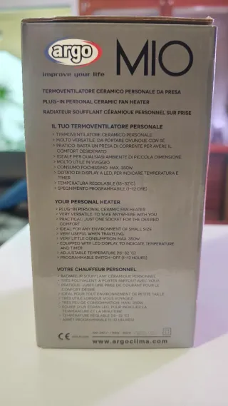 Termoventilatore Ceramico Argo Mio da Presa