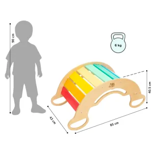 Dolce culla arcobaleno in legno Montessori