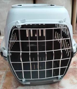Jaula Transportín Perro Gato Gris Blanco
