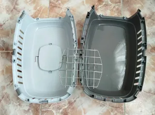 Jaula Transportín Perro Gato Gris Blanco