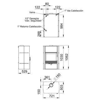 Termoestufa Leña Brompi Hydronova Plus Negra