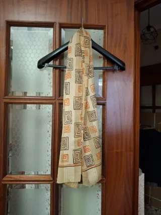 Fular donna beige e arancione