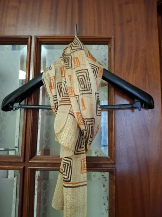 Fular donna beige e arancione