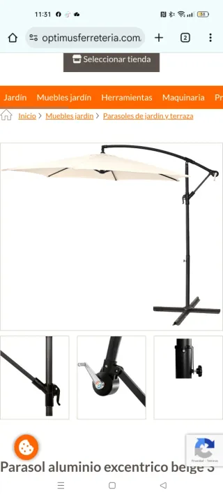 Ombrellone eccentrico beige in alluminio da 3 m