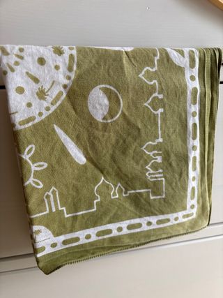 Pañuelo bandana Zara cuadrado verde y blanco 45cm