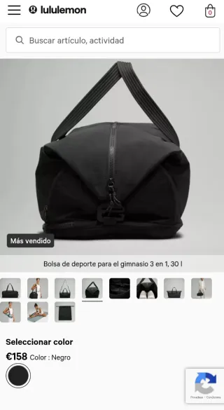 Bolsa Deporte Lululemon Negra Yoga