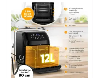 Freidora de aire 12L 4 en 1