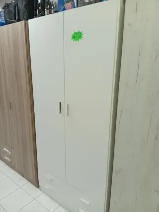 Armario 2 puertas blanco y madera