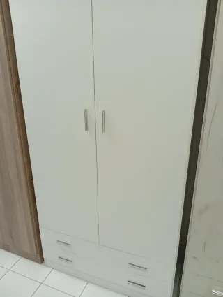 Armario 2 puertas blanco y madera