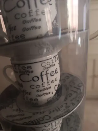 Set 6 Tazas Café con Plato Porcelana Nuevo