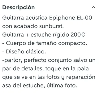 OFERTÓN! Epiphone EL 00 Guitarra Acústica + Estuch
