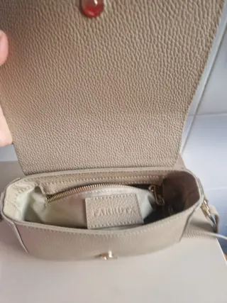 Bolso bandolera piel beige