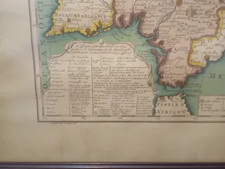 Cuadro antiguo mapa España y Portugal