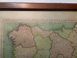 Cuadro antiguo mapa España y Portugal