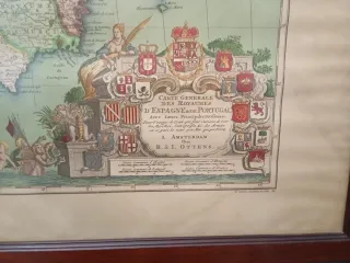 Cuadro antiguo mapa España y Portugal