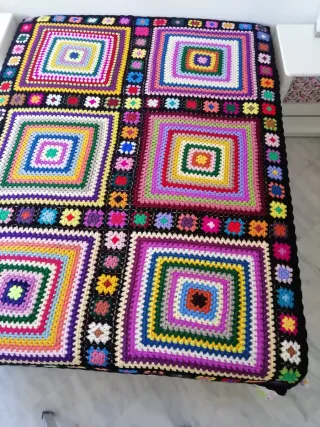 Manta Colcha Ganchillo Granny Multicolor