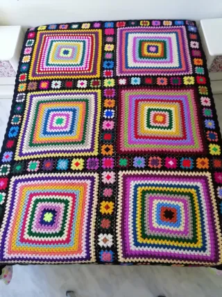Manta Colcha Ganchillo Granny Multicolor