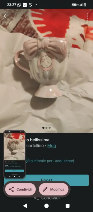 Tazza con fiocco rosa