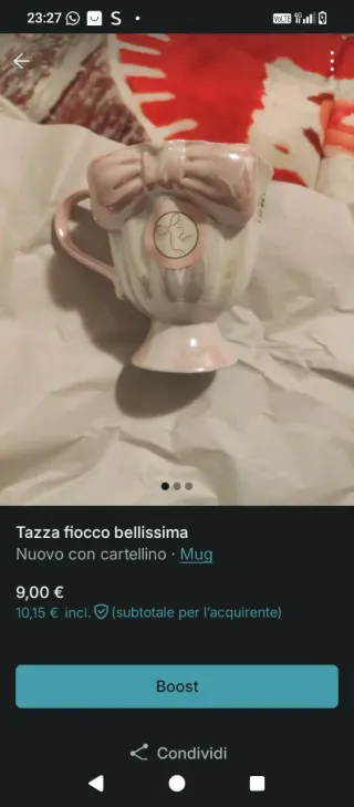 Tazza con fiocco rosa