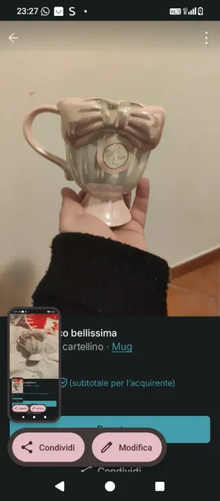 Tazza con fiocco rosa