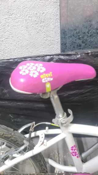 Bicicleta infantil rosa y blanca