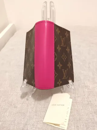 Portafoglio monogram marrone e rosa