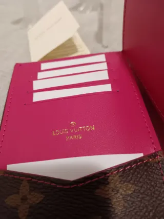 Portafoglio monogram marrone e rosa