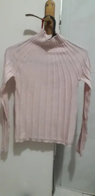 Jersey fino cuello alto rosa palo