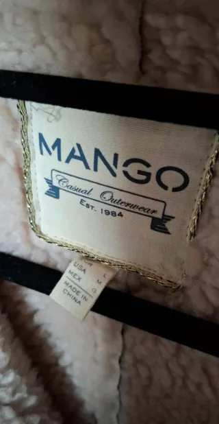 Abrigo Mango piel sintética marrón borreguito