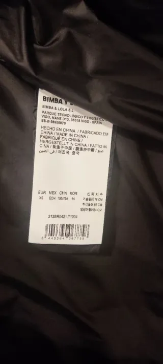 Plumífero Bimba y Lola Negro Talla XS